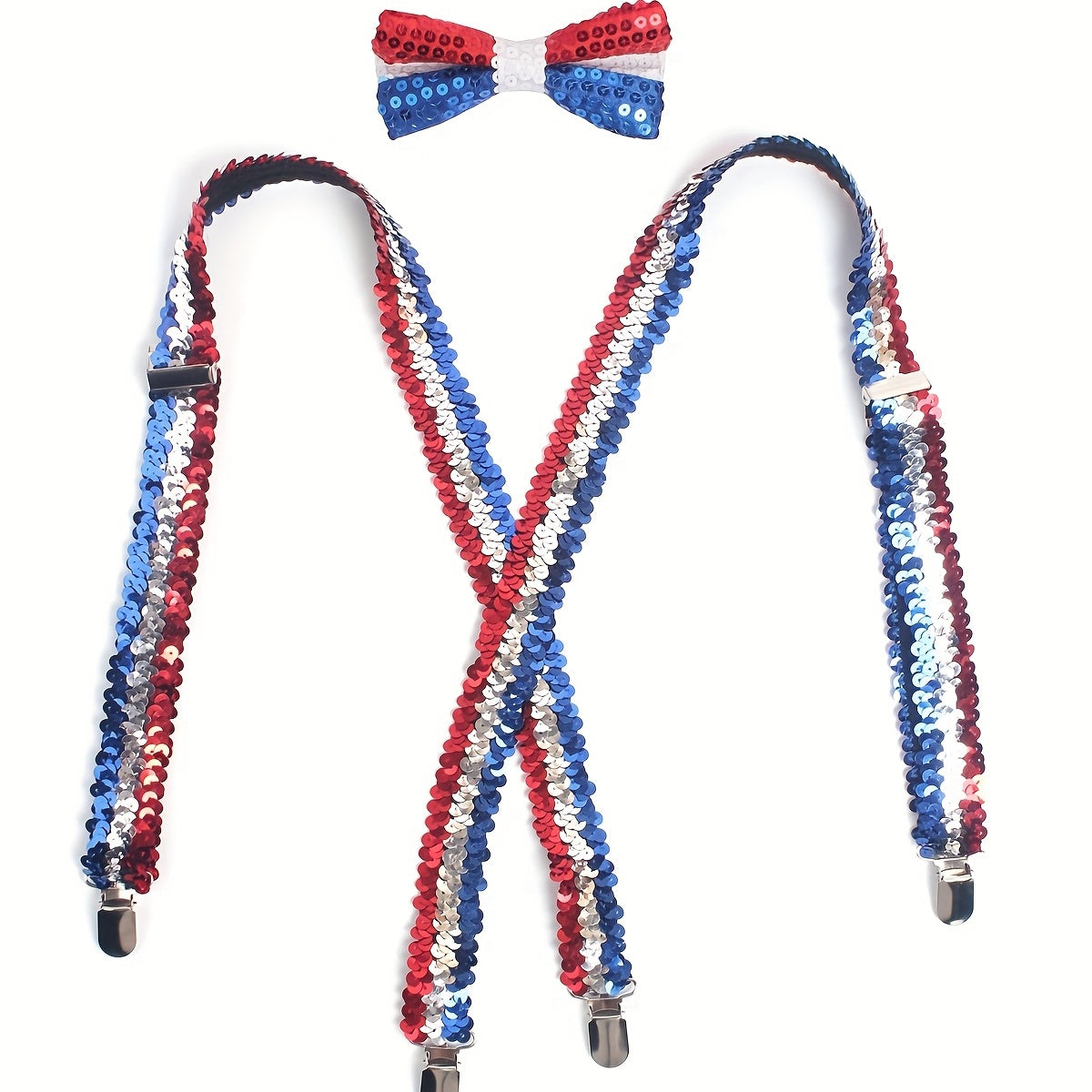 National Flag Sequin Harness with Bow Tie for Carnival Party