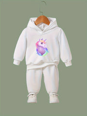 Girls 2pc Unicorn Hoodie & Solid Sweatpants Set Kids Clothes