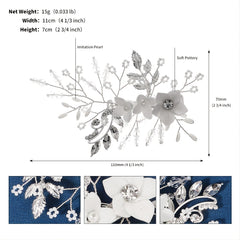 Silvery Bridal Hair Comb Clip Wedding Hair Piece