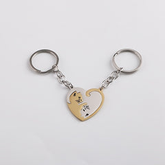 Cat Matching Keychain For Couples Friends Heart Keychains For Women Men