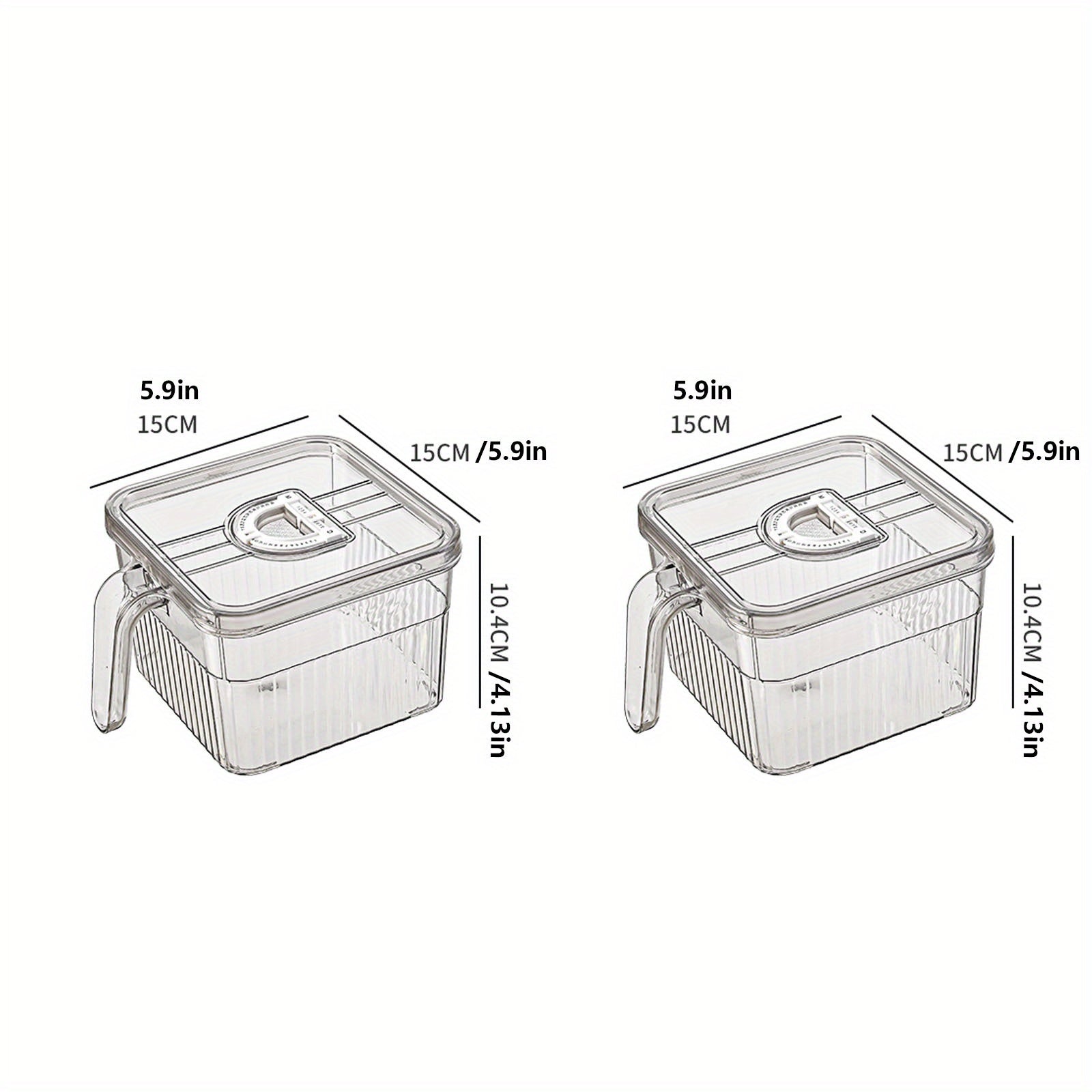 Set of 2 Large Food Storage Containers with Lid and Handle