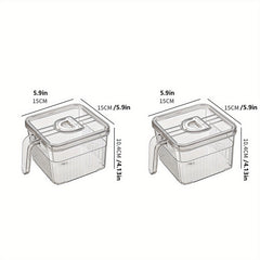 Set of 2 Large Food Storage Containers with Lid and Handle