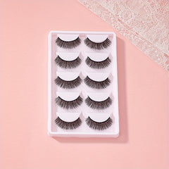 5 Pairs Natural Look 3D False Lashes for Dating Party Cosplay Makeup
