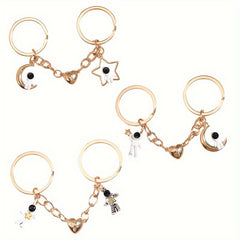 Metal Spaceman Heart Magnetic Key Ring Keychain Bag Purse Ornament Pendant