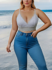 Plus Size Wireless Lace Longline Bralette