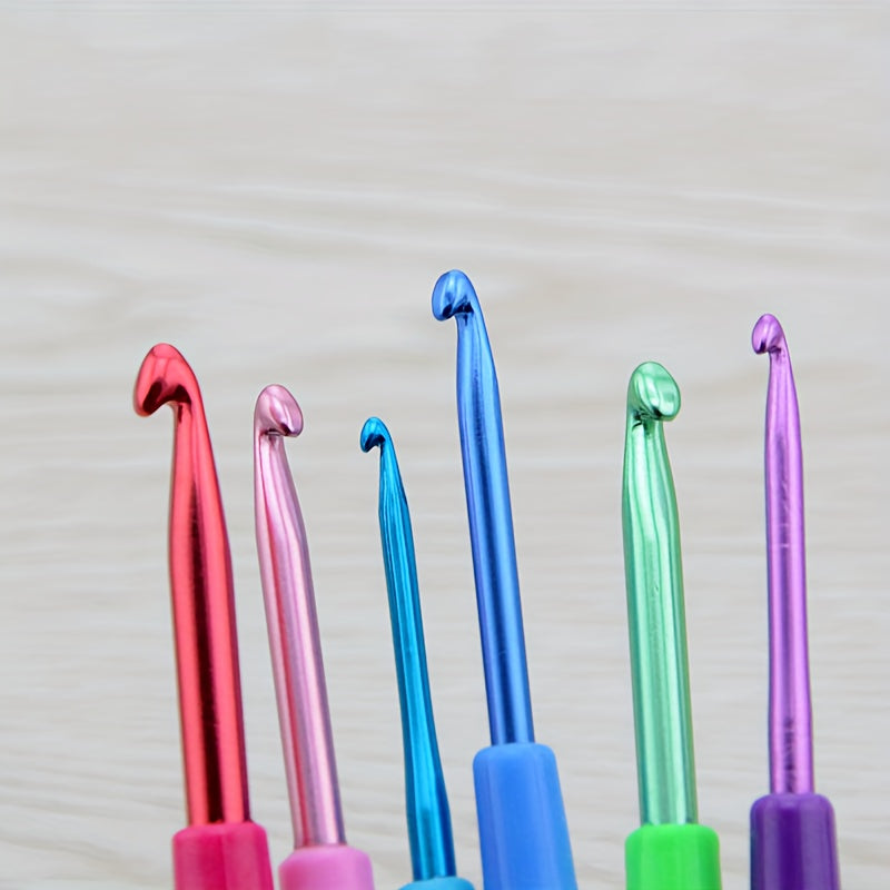 6pcs Colorful Plastic Handle Crochet Hooks Set 2.5mm-5.0mm