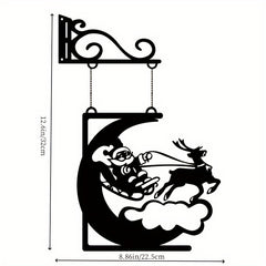 Christmas Metal Decorative Craft Santa Elk Wall Pendant Indoor Outdoor Hanging