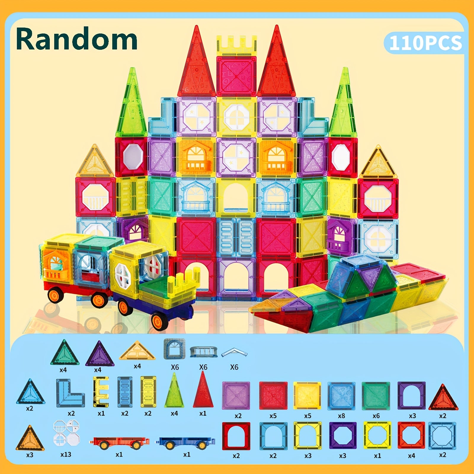Magnetic Tile Kids Stacking Building Blocks Educational Toys DIY