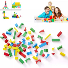 50 Wooden Construction Building Blocks Bricks Toy Set Xmas Gift