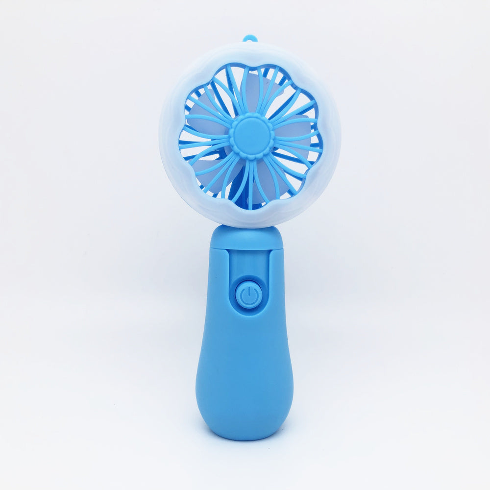 Flower Pattern Handheld Fan USB Rechargeable Portable Pocket Desktop Fan