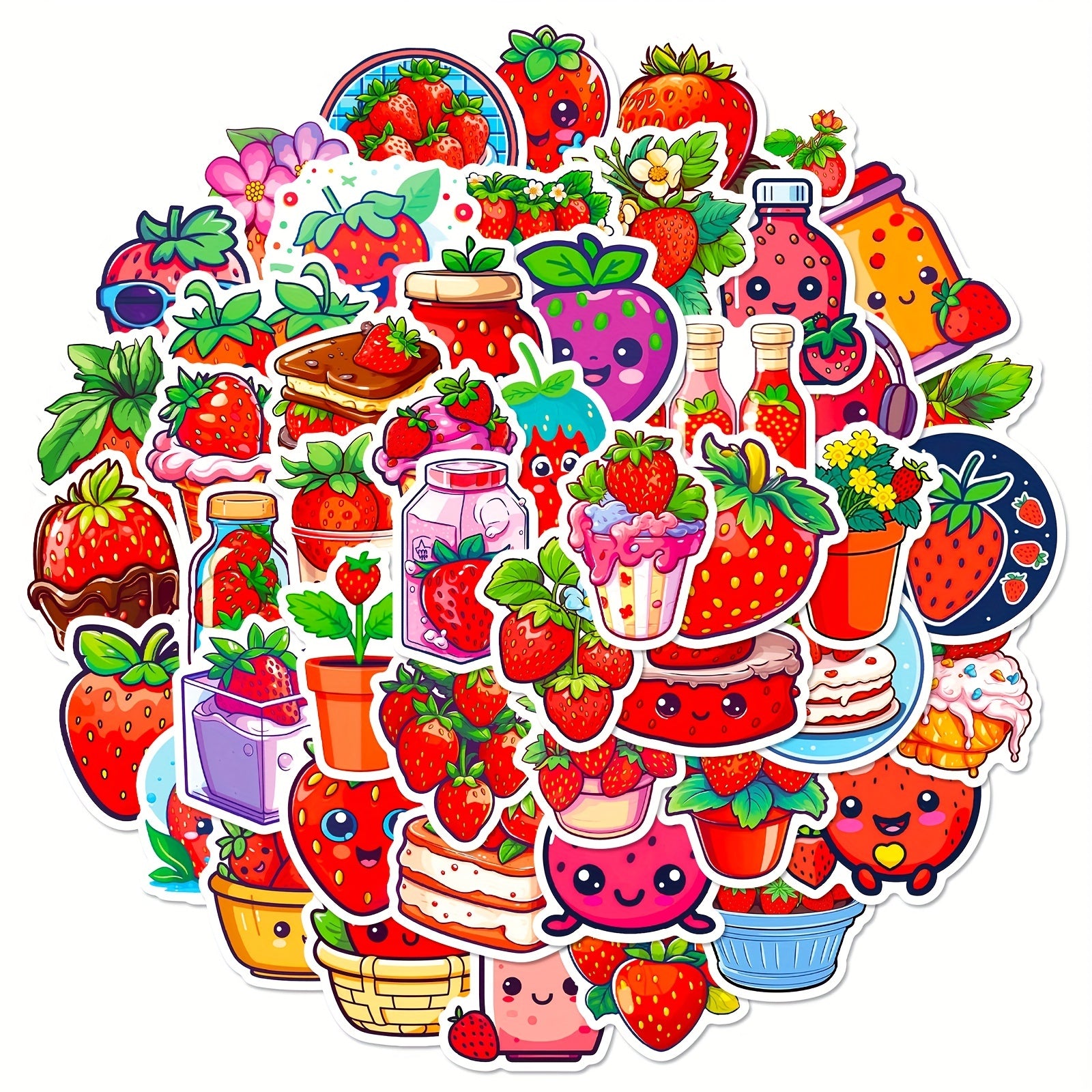 50pcs Strawberry Series Graffiti Stickers for Laptop Cup Motorcycle