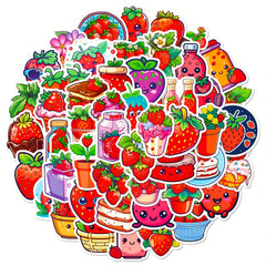 50pcs Strawberry Series Graffiti Stickers for Laptop Cup Motorcycle