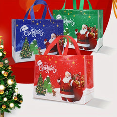 3pcs Christmas Gift Bag Medium Festive Tote Handle Reusable