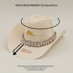 Vintage Faux Pearl Fedora Cap Cowgirl Hat