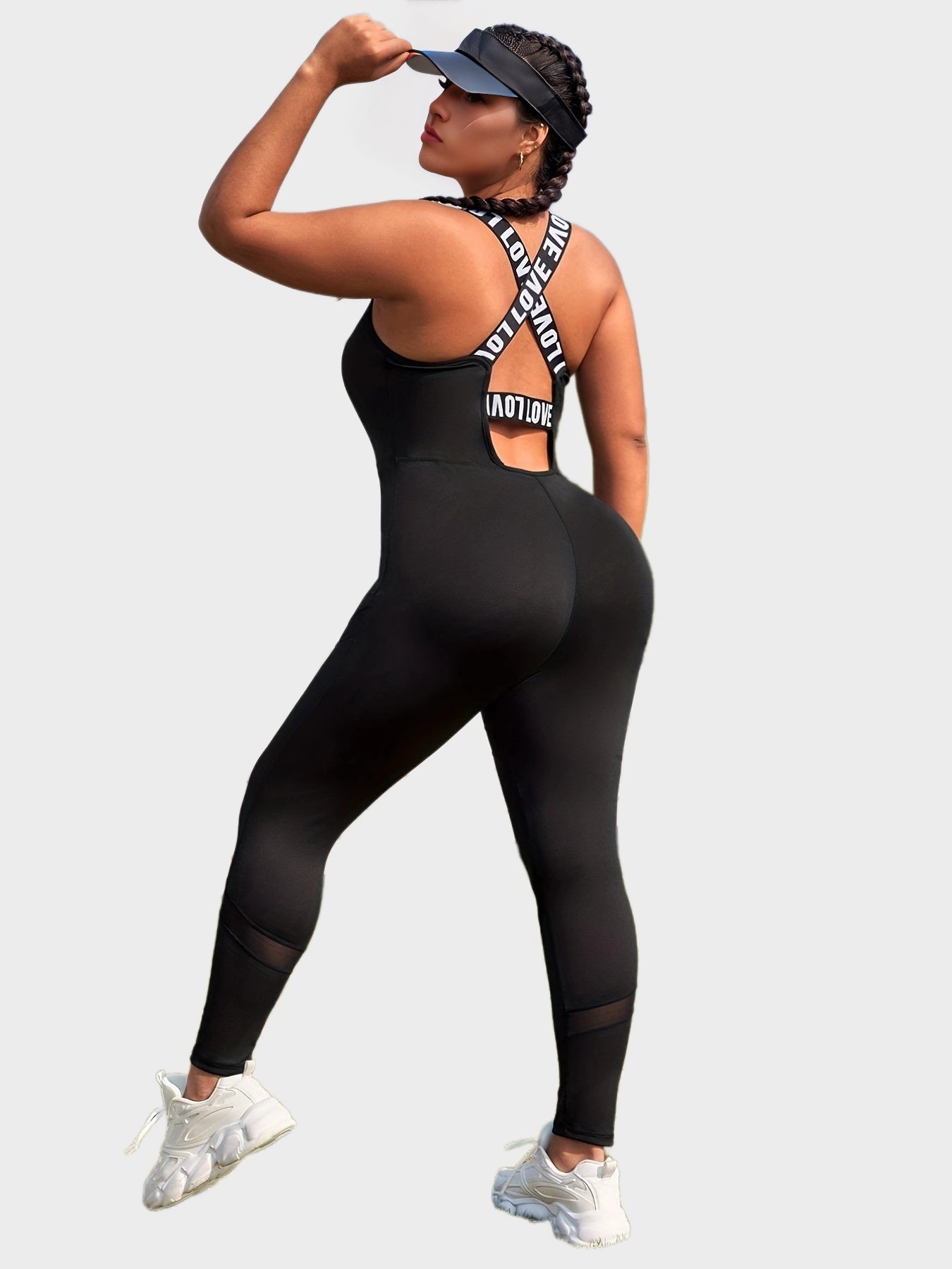 Sporty Jumpsuit Women's Criss Cross Back Skinny Tank Jumpsuit