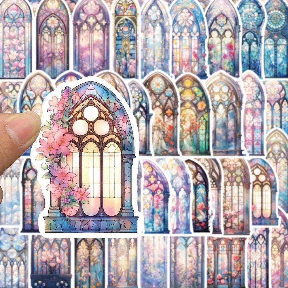 50pcs Church Window Graffiti Stickers Glass Wall DIY Guitar Skateboard