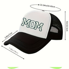 Mom Printed Trucker Hat Casual Mesh Baseball Cap Adjustable Sunscreen Dad Hats