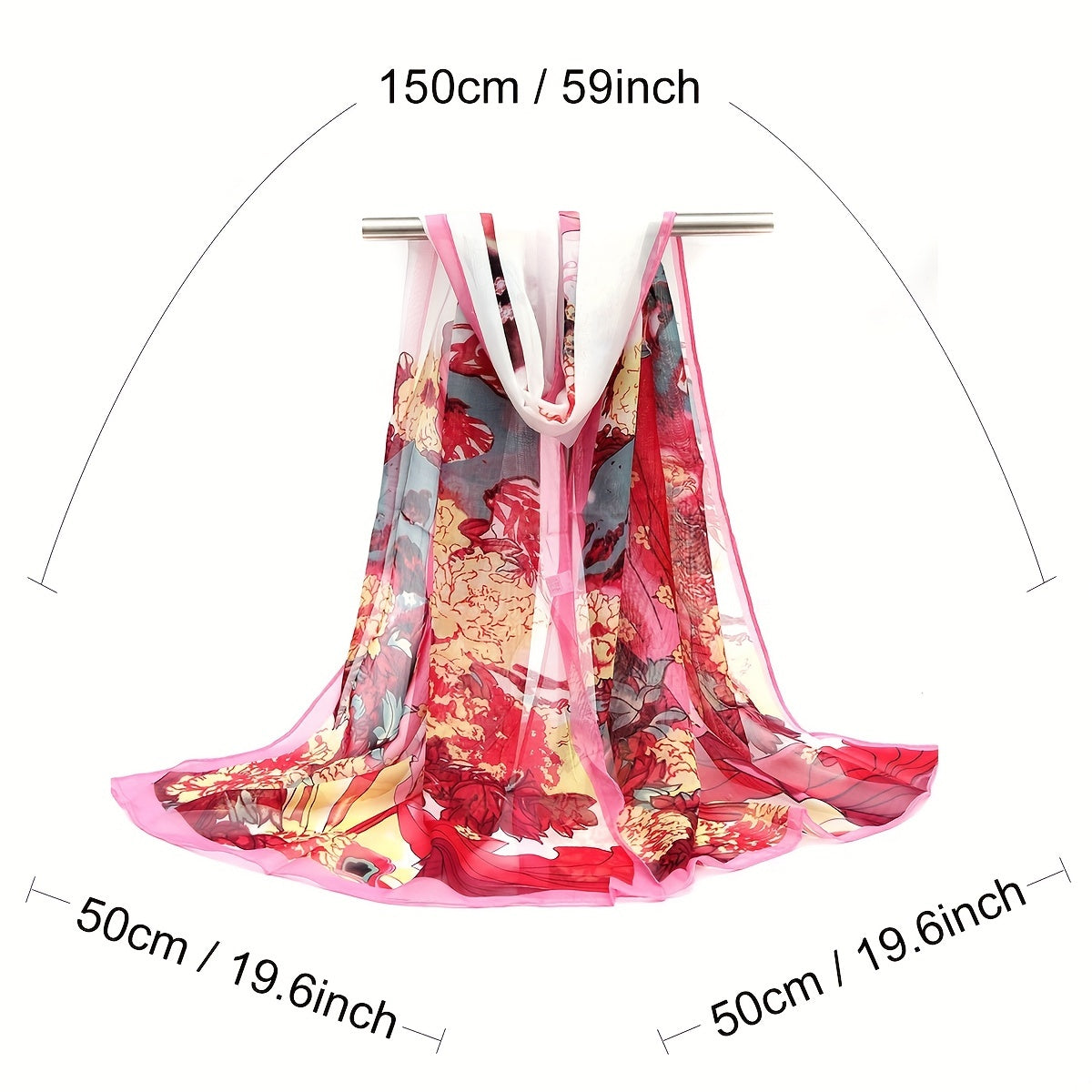 Boho Landscape Print Chiffon Scarf Vintage Casual Shawl Women