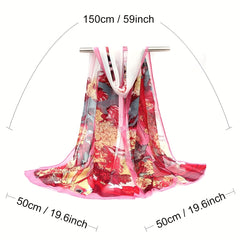 Boho Landscape Print Chiffon Scarf Vintage Casual Shawl Women