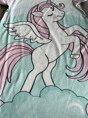 Girl's Rainbow & Flying Pony Dress Short Sleeve Crew Neck Princess Dress