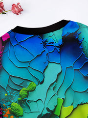 Girls Boys Paint Pigment Pattern Crew Neck Sweatshirt