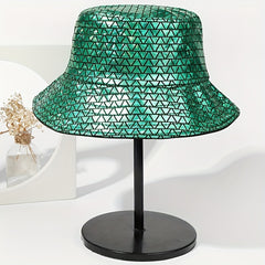 Double Sided Fisherman Hat Green Triangle Laser Street Style Bucket Hat