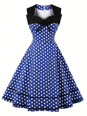 Polka Dot Sweetheart Neck Cocktail Party Dress