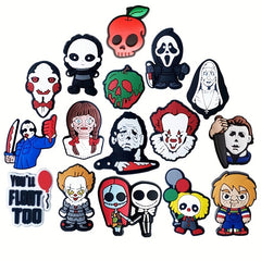 16pcs Halloween Skull Shoe Charms Horror Movie Collection For Clogs Sandals