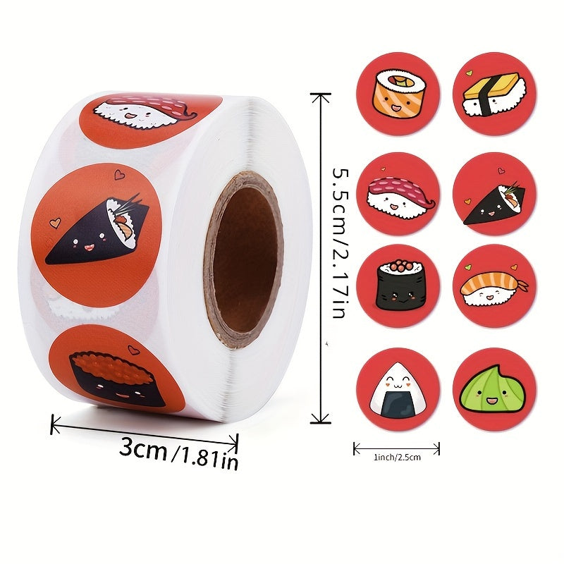 Japanese Revolving Sushi Round Seal Sticker Roll - 2500pcs