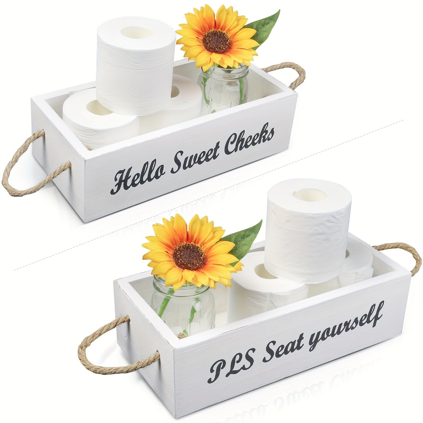 Wooden Box Rustic Toilet Paper Storage Tissue Paper Holder Desk Organizer