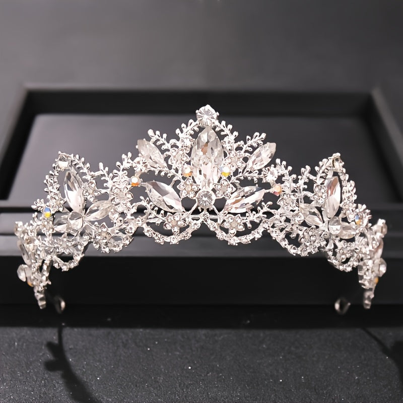 Golden Rhinestone Tiara for Bride - Birthday Princess Crown