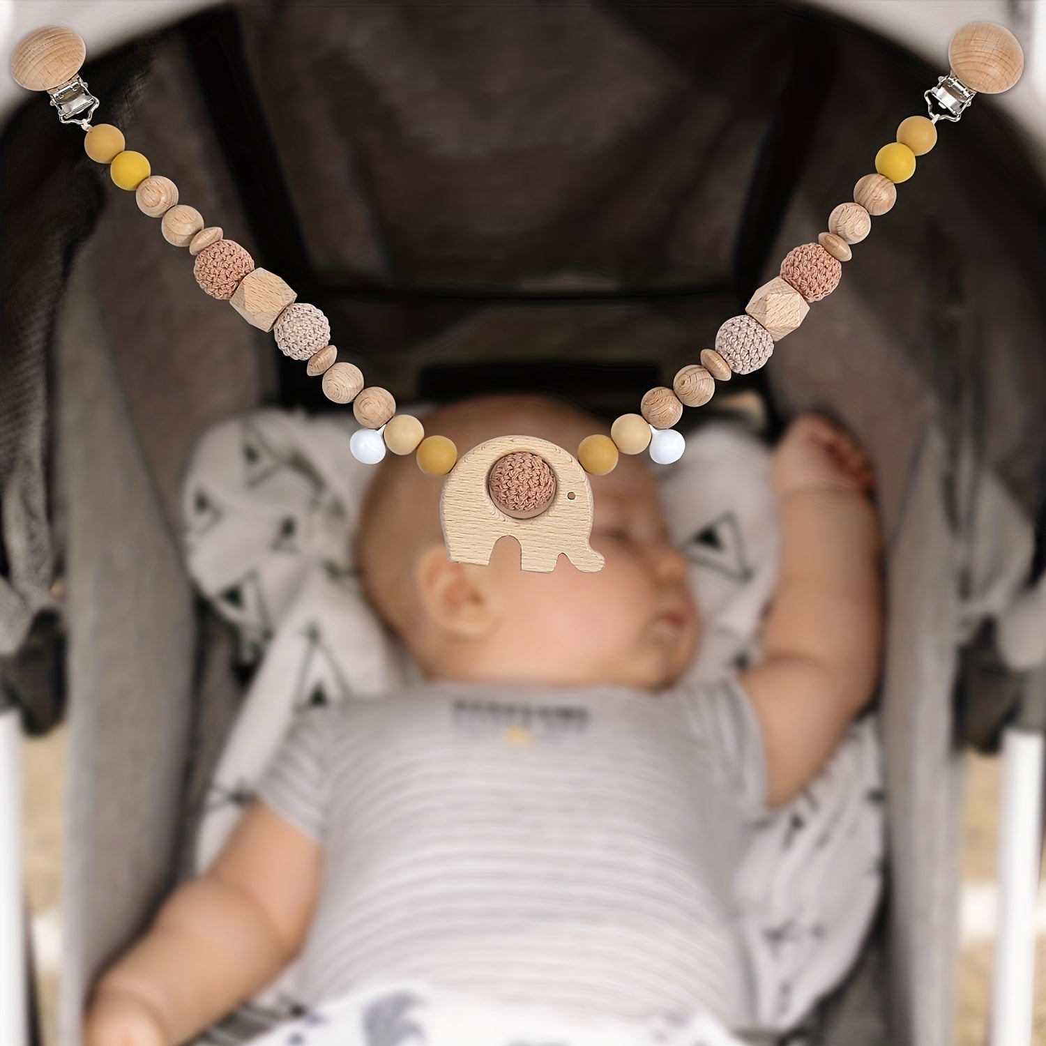Wooden Baby Pram Chain for Boys and Girls