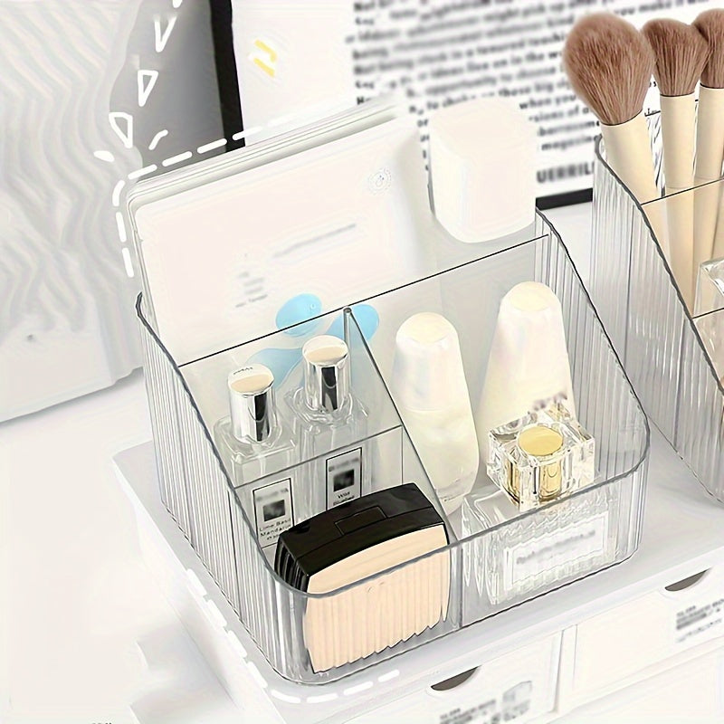 Desktop Cosmetic Storage Box Transparent Plastic Box With Compartments
