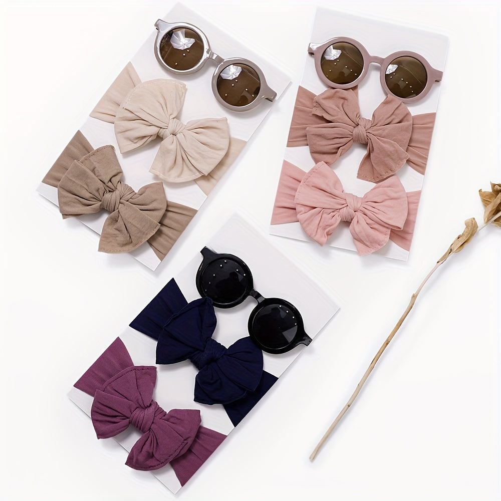 Kids Summer Sunglasses & Bows Headband Set