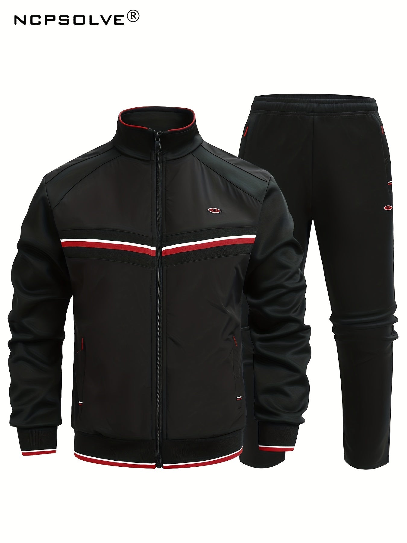 Men's Sports Suit Striped Jacket & Solid Pants