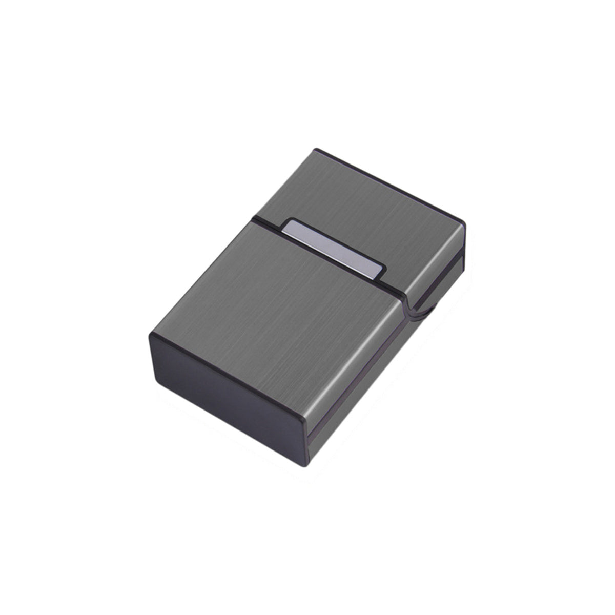 Cigarette Case Magnetic Brushed Aluminum 20 Capacity Gray Silver