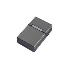 Cigarette Case Magnetic Brushed Aluminum 20 Capacity Gray Silver
