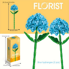 Set of 2 Flower Blocks DIY Building Toy Preserved Flowers Desktop Decoration