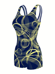 Circle Pattern Slim Fit Boxer Short Swimsuit