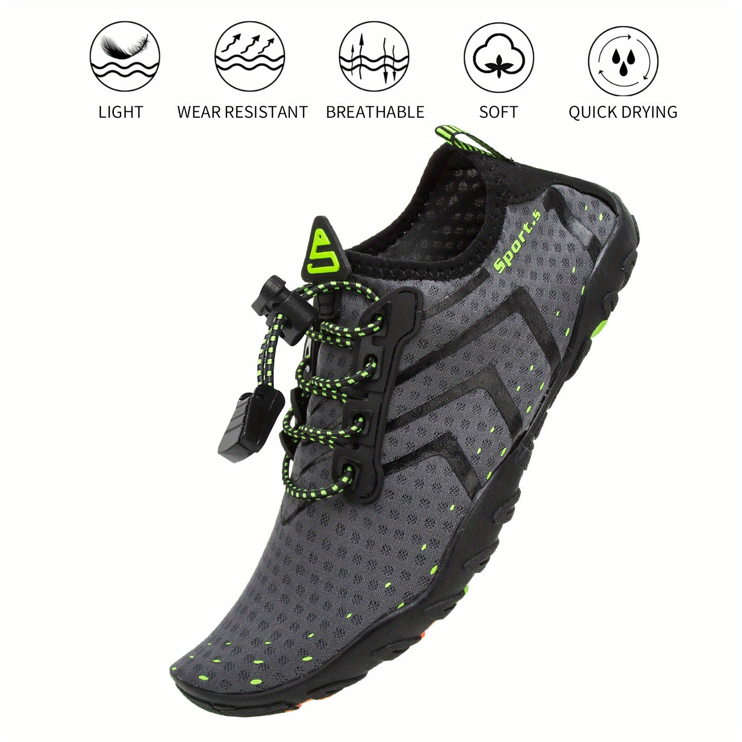 Men's No Tie Aqua Shoes Adjustable Draw String Hiking Trekking Shoes