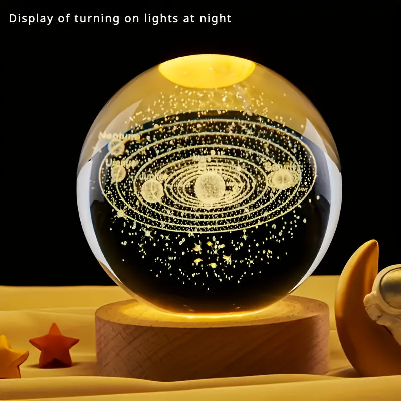 Solar System Crystal Ball Space Decor USB Powered Gift for Astronomy Enthusiasts