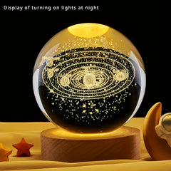 Solar System Crystal Ball Space Decor USB Powered Gift for Astronomy Enthusiasts
