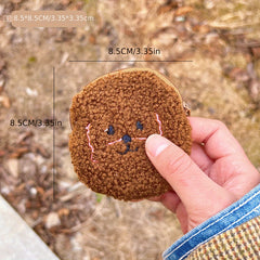 Cartoon Animal Plush Coin Purse Zipper Round Storage Bag for Earphone Key