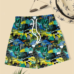 Shark Print Swim Trunks Elastic Waist Beach Shorts for Boys