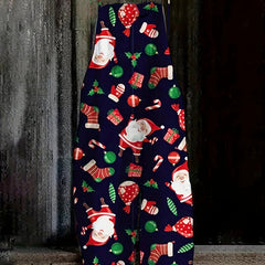 Christmas Graphic Print Tie Shoulder Jumpsuit