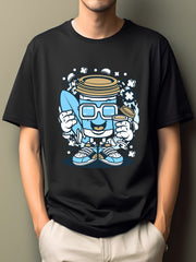 Men's Cartoon Illustration Print T-Shirt Active Casual Comfy Crew Neck Tee
