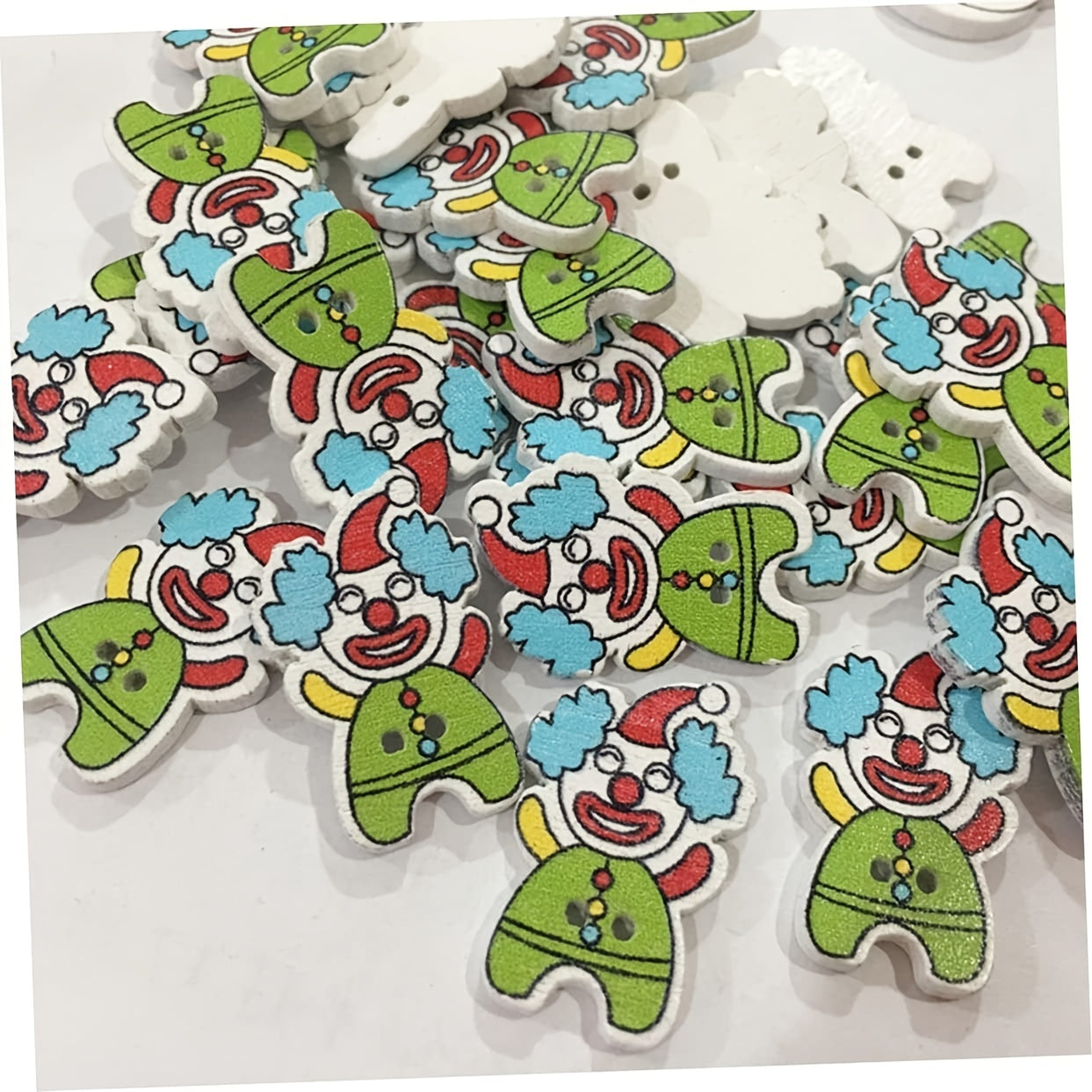 10pcs Santa Wooden Buttons Holiday Scrapbooking DIY Buttons