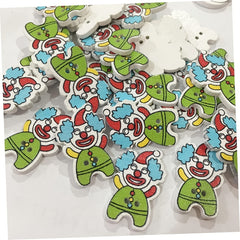 10pcs Santa Wooden Buttons Holiday Scrapbooking DIY Buttons