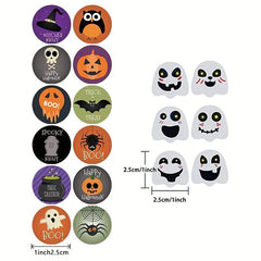 500 Halloween Stickers Pumpkin Bat Spider Round Seal Label