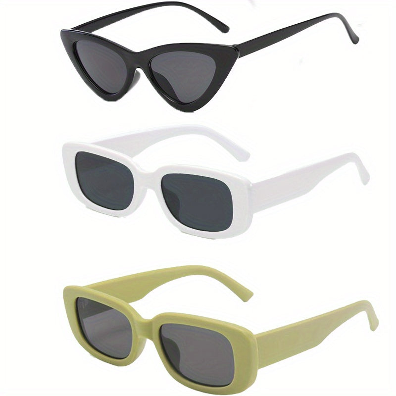 3pcs Rectangular Sunglasses Set Street Photography Travel Party Sunglasses